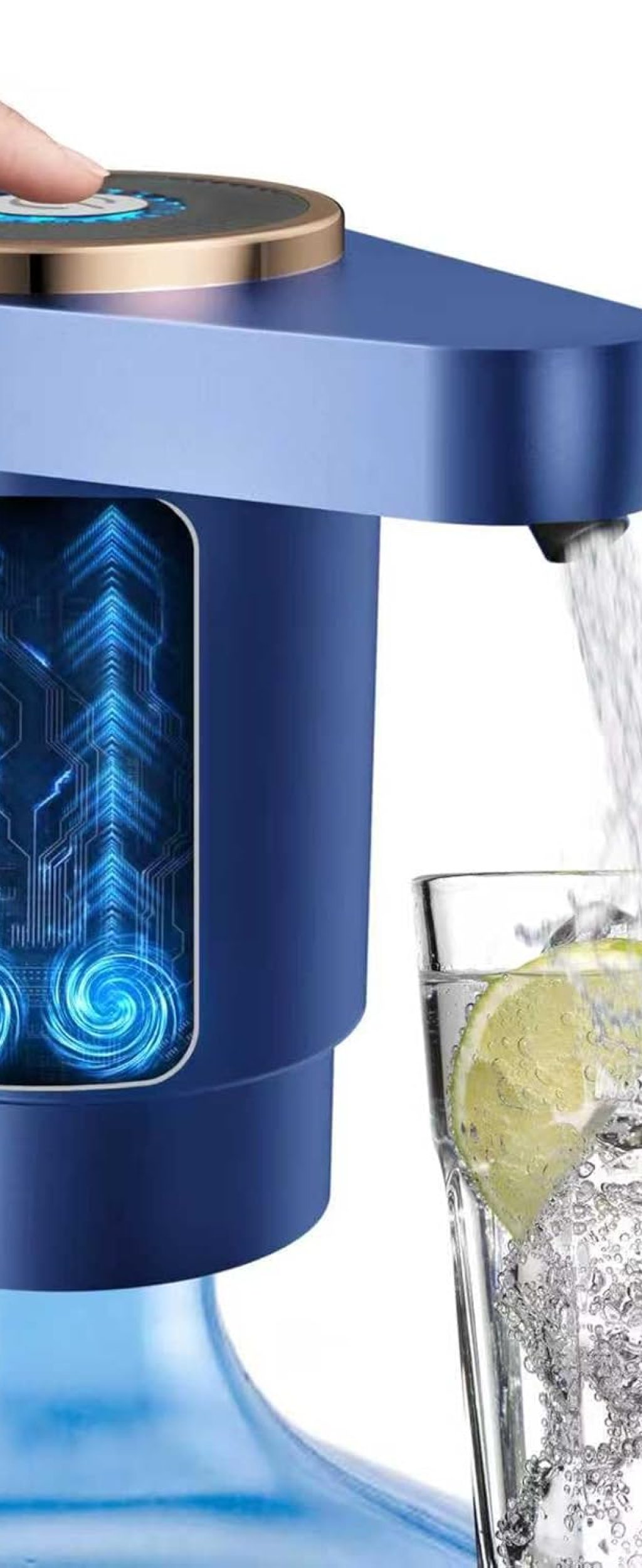 Water Jug Pump for 5 Gallon Bottle – Portable Electric USB-C Charging Dispenser, Dual Powerful Motors, Fast Flow, Fits 2-5 Gallon Jugs – Ideal for Home, Office, Camping, RV, Blue